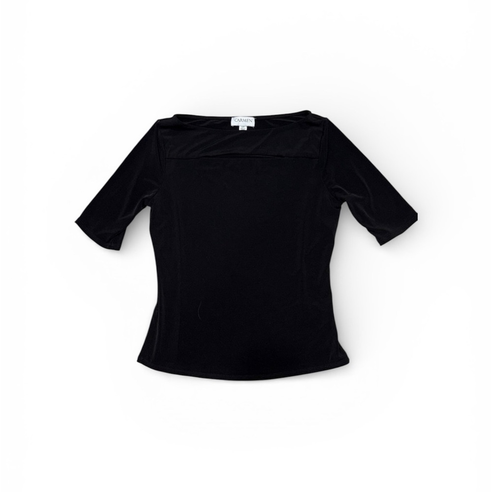 56. Carmen Black Short Sleeve Women's Top size small - Picture 1 of 1